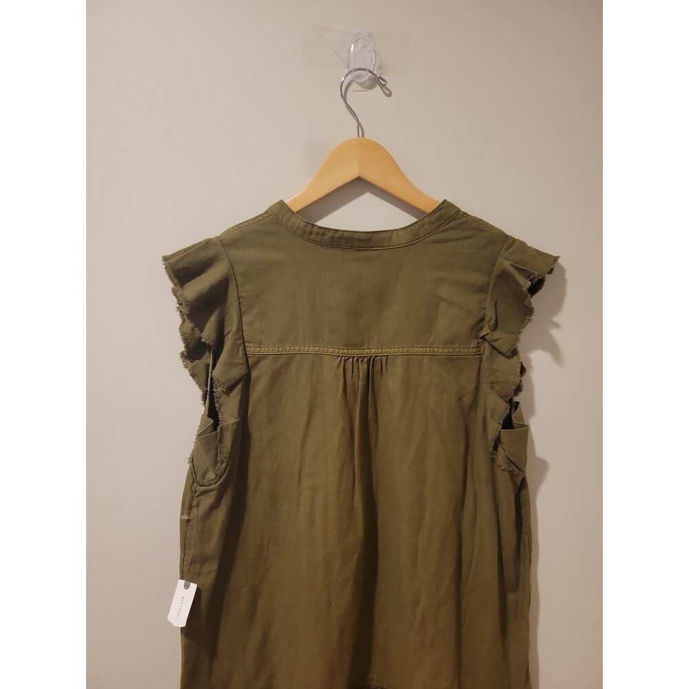 NWT Anthropologie Pilcro Flounced Tunic Mini Dress Moss Green Size Medium Boho - Picture 7 of 9